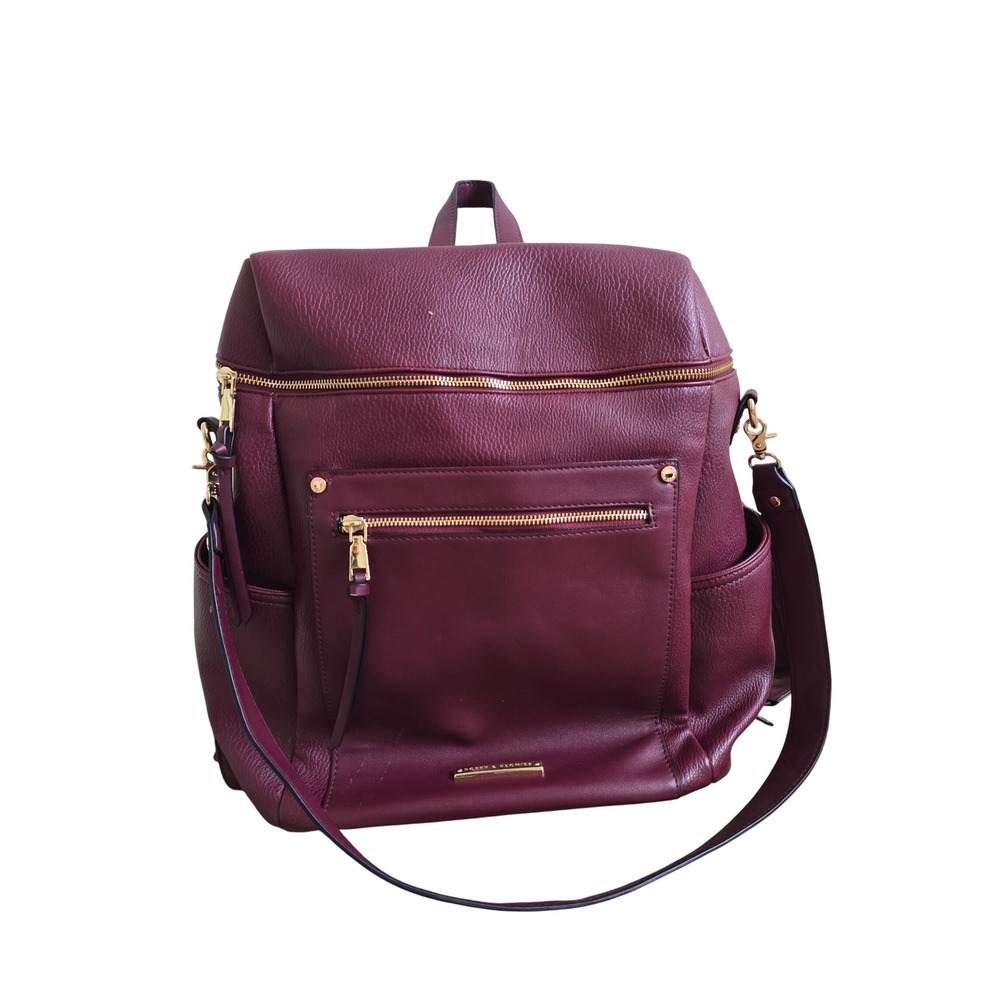 Poppy & Peonies Commuter Backpack Berry Pebbled Vegan Leather Work Travel Diaper
